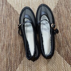 Black Mesh Flats-Women's Shoes